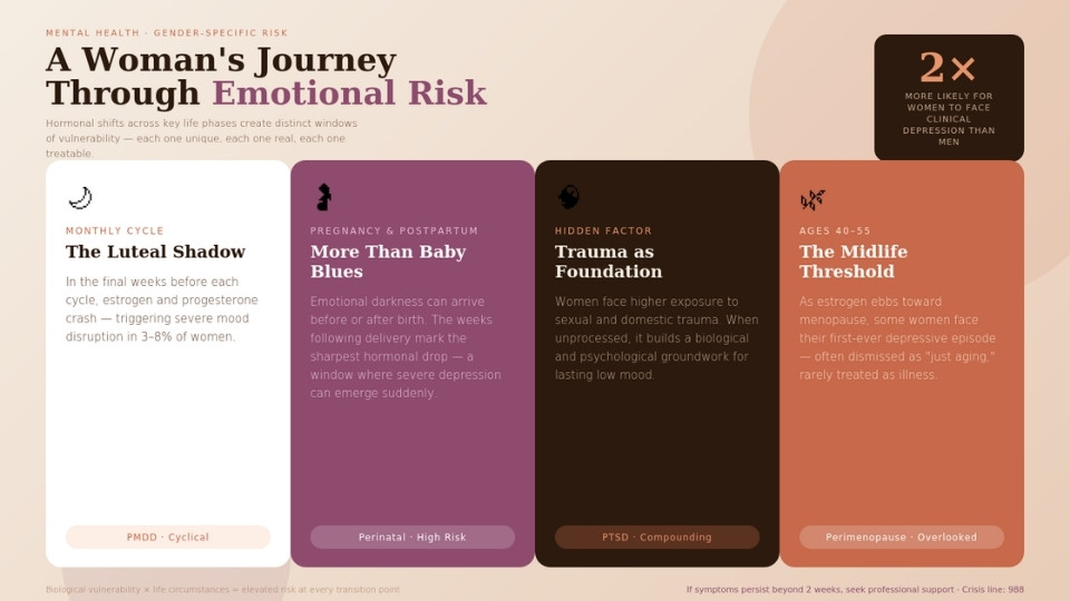 Signs of Depression in Women vs Men infographic article explainer