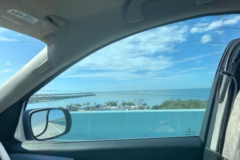 Scenic car window view while traveling to Kinder in the Keys
