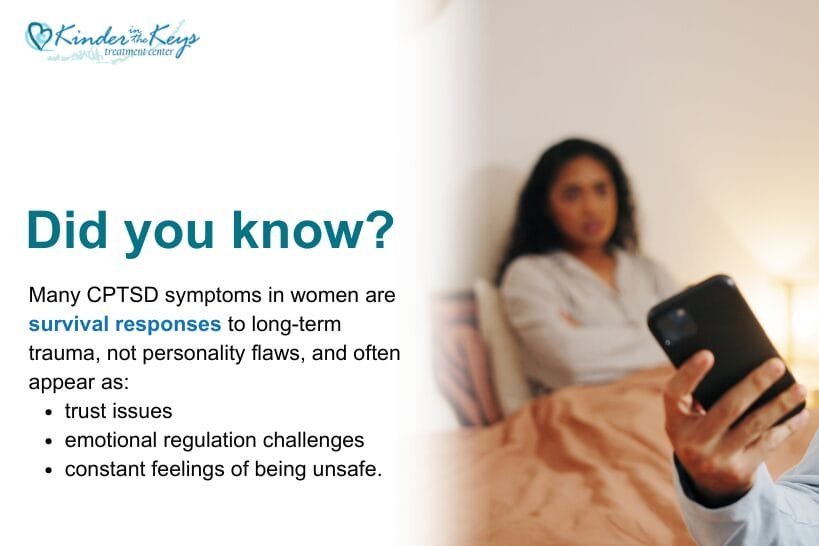 Infographic highlighting common CPTSD symptoms in women