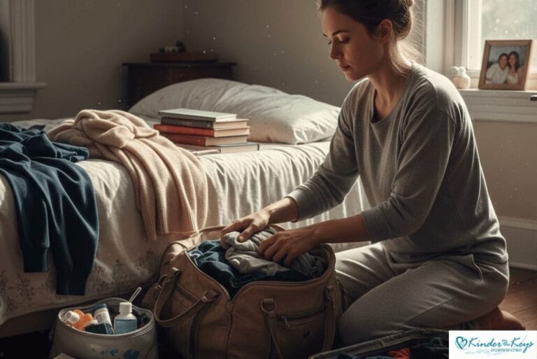 Woman packing essentials for residential treatment stay